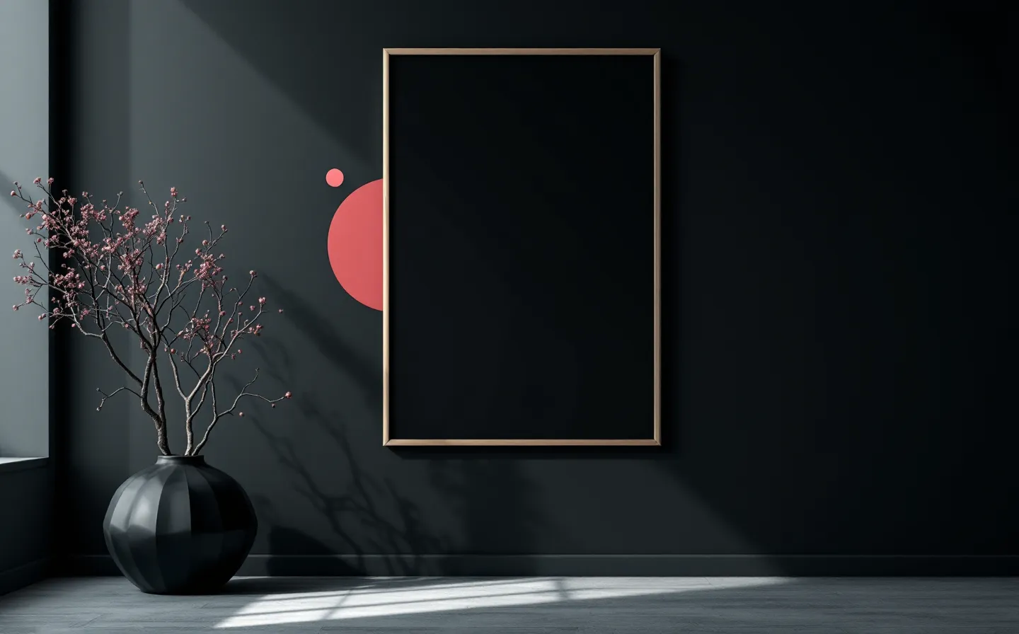 An abstract forest-green editorial plate of a melanocortin MC4R receptor coil with a small ligand node docking at it, with a single hot-pink accent splash, on a deep cool near-black gallery wall